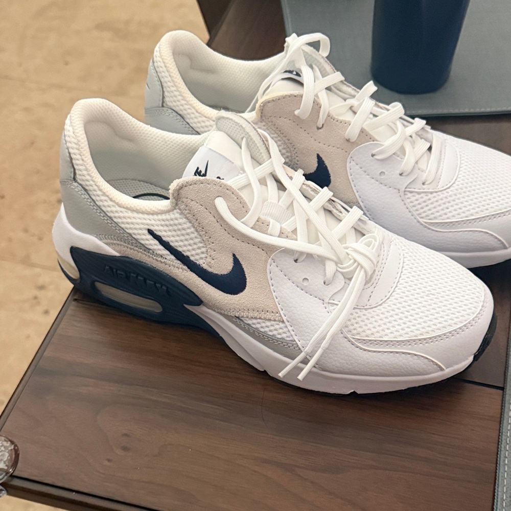 Nike Low-Top Air Max Sneakers in White, Navy, and Light Gray